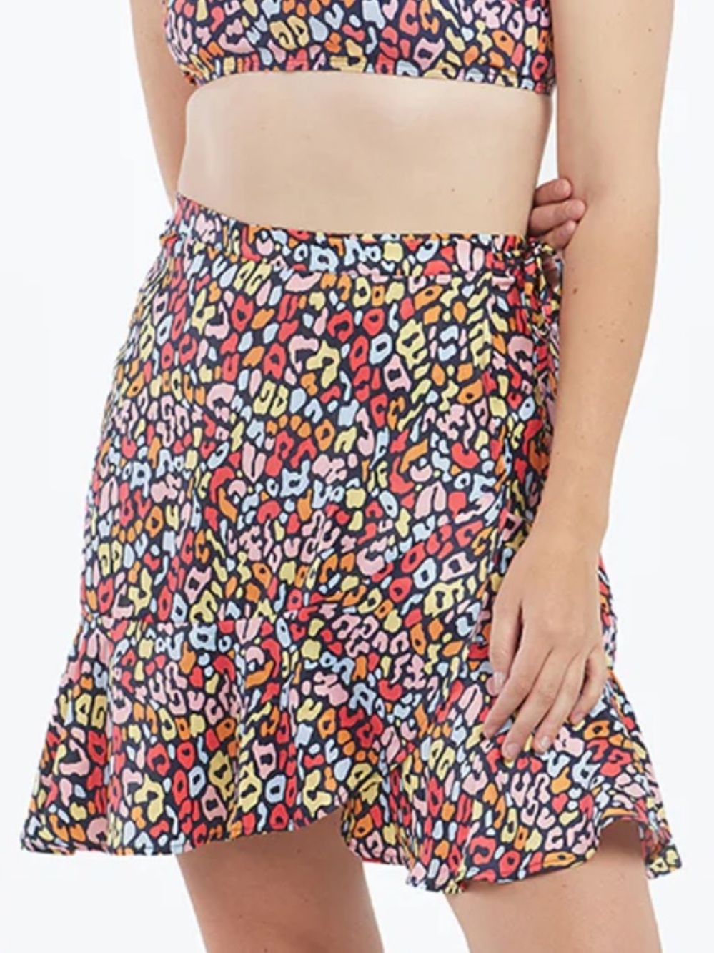 Summersalt The Short Beach to Brunch Wrap Skirt in Multicolor Leopard. Size: S